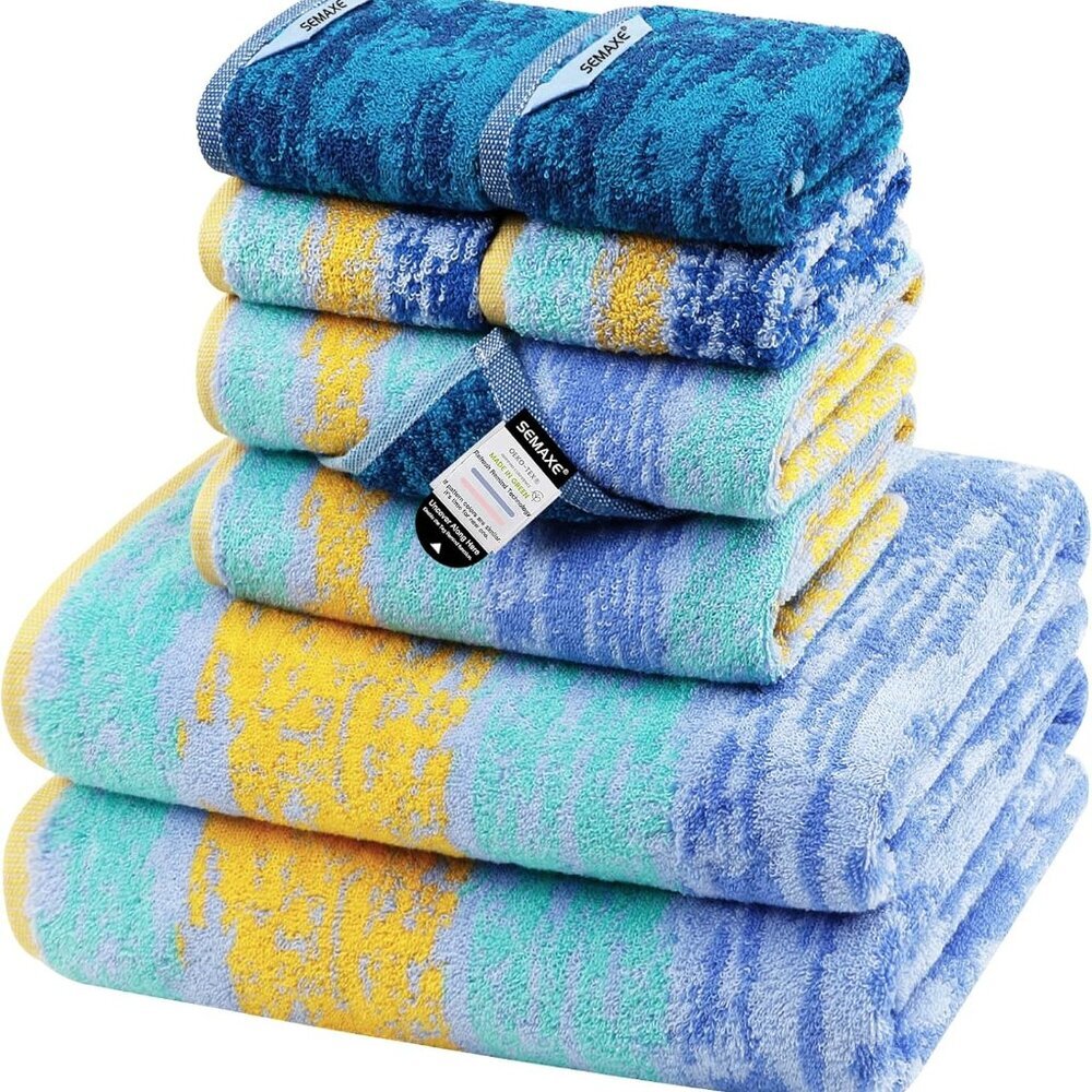Bath Towel Set of 8 Include 2 Bath Towels, 2 Hand Towels, 4 Washcloths, 100% Cot